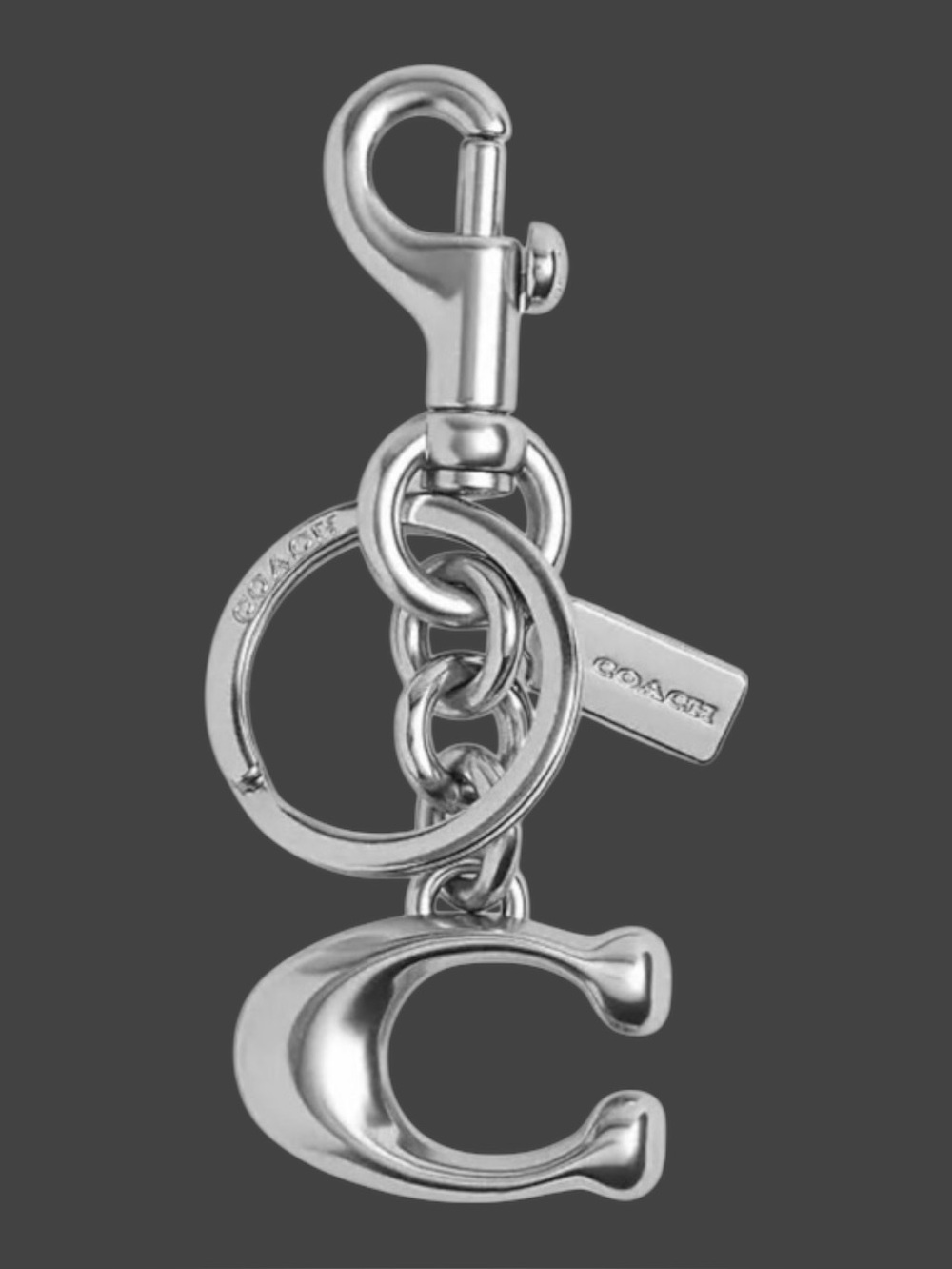 Coach NWT Silver-Tone 'C' Keyring Charm